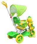 3-kołowy Rowerek dla dzieci Kaczka Zielony + Dźwięki + Daszek + Barierka + Podnóżek + Rączka + Schowek
