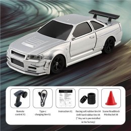 Autko R/C do Driftu 1:43 Srebrne + Akcesoria