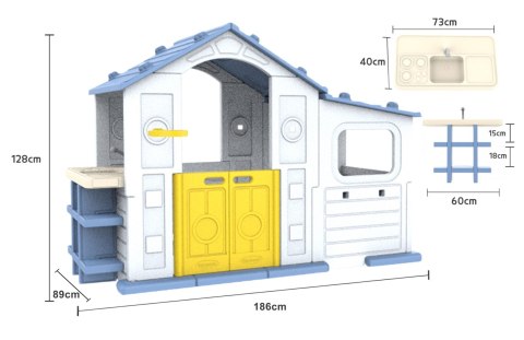 Duży Dom Z Przedsionkiem, Koszykówką i Zlewem Niebieski Dach