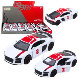 Samochód Sportowy Metalowy Napęd Pull Back Światła Dźwięki Biały 1:43