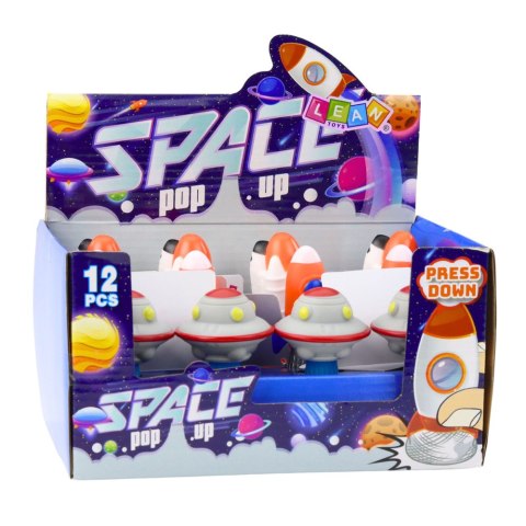 Skaczący Statek Kosmiczny Na Sprężynie Kolorowy Światła 11cm Mix