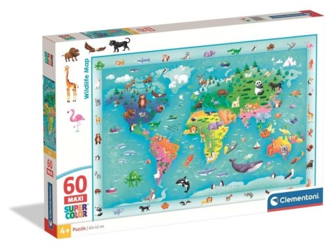 Puzzle 60 Maxi Super Kolor Wildlife Map