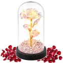 Wieczna Róża W Szklanej Kopule Oświetlenie LED Kryształowa 21,5 x 11 cm