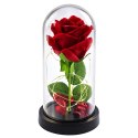 Wieczna Róża w Kopule z Oświetleniem LED Czerwona 21x11cm