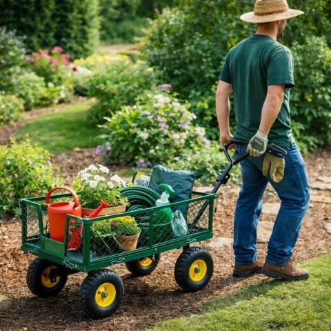Wózek Ogrodowy Transportowy Składany Przyczepka Stalowa 200 kg
