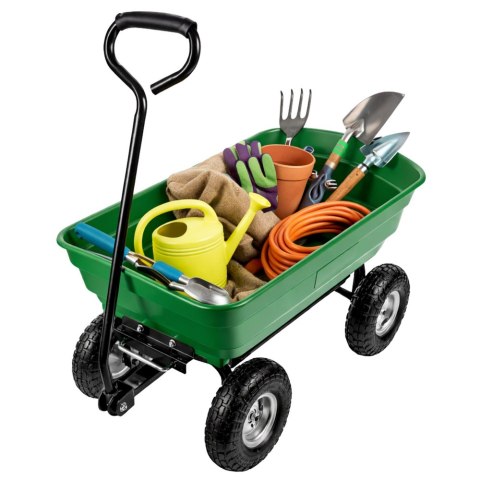 Wózek Ogrodowy Transportowy Wyjmowana Odchylana Taca Zielony 120 kg