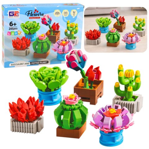 Klocki Konstrukcyjne Kwiaty Roślinki w Doniczkach 6 Sztuk 245 el.
