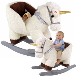 Koń Jednorożec Na Biegunach Bujak Dla Malucha Biały Beżowy