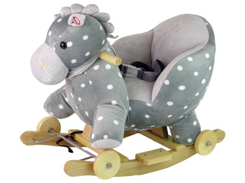 Koń Na Biegunach Jeździk 2w1 Konik Dla Malucha Szary w Kropki