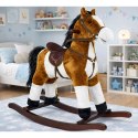 Koń Na Biegunach Rusza Pyskiem Ogonem Dźwięki Jasnobrązowy 74 cm