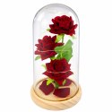 Wieczne Róże W Szklanej Kopule Oświetlenie LED Czerwone 21,5 x 11 cm