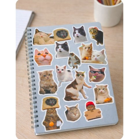 Zestaw Naklejki Koty Memy Dekoracyjne Różne Motywy 50 szt. 7-8 cm