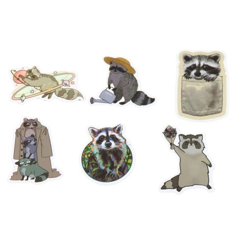 Zestaw Naklejki Z Szopem Dekoracyjne Różne Motywy 50 szt. 7-8 cm