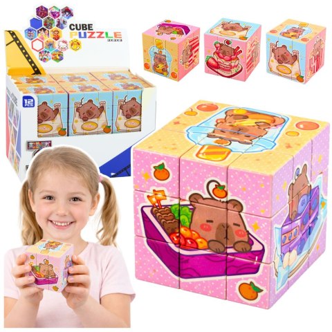 Kostka Układanka Logiczna Kapibara Edukacyjna Kolorowa 6x6 cm