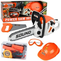 Zestaw Majsterkowicza Piła Łańcuchowa Kask Okulary Narzędzia Dźwięki