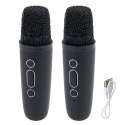 Zestaw Do Karaoke Głośnik Dwa Mikrofony Światła LED Czarny