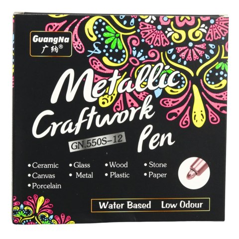 Zestaw Pisaki Metaliczne Nylonowe Ozdobne Kolorowe 12 szt.