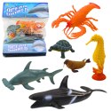 Zestaw Figurek Zwierząt Morskich Rekin Młot Orka Konik Homar Żółw 6szt