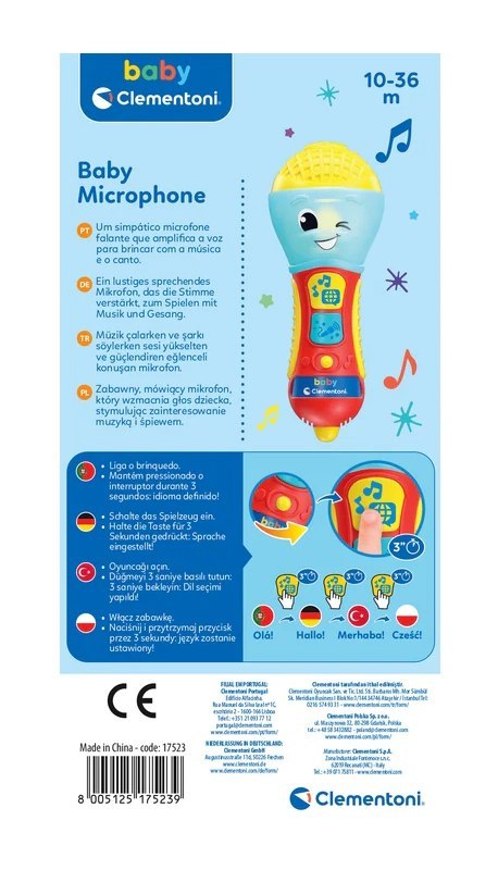 Dziecięcy Mówiący Mikrofon Język Polski Niemiecki Portugalski Turecki Clementoni 17523