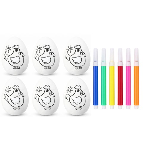 Jajka Wielkanocne Styropianowe Do Malowania Pisaki Flamastry Kura 6szt