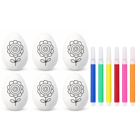 Jajka Wielkanocne Styropianowe Do Malowania Pisaki Wzór Kwiat C 6szt