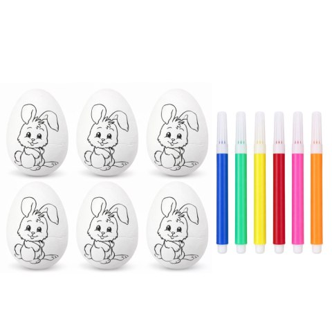 Jajka Wielkanocne Styropianowe Do Malowania Pisaki Wzór Zając C 6szt