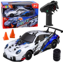 Auto Do Driftu Zdalnie Sterowane RC Wymienne Koła 4WD Niebieskie 1:24