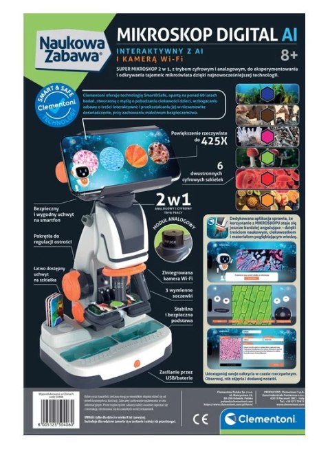 Naukowa Zabawa Mikroskop Digital Interaktywny z AI i Kamerą Wi-Fi Język Polski Clementoni 50406