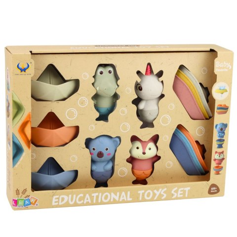 Zestaw Zabawki Do Kąpieli Zwierzątka Statki Łódeczki Gumowe 13 el.