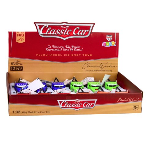 Autko Klasyczne Z Napędem Pull-Back Metalowe Otwierane Drzwi 1:32 Mix