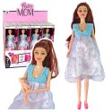 Lalka W Ciąży Mama Niemowlę Otwierany Brzuch Niebieska Sukienka 30 cm