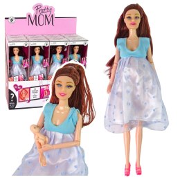 Lalka W Ciąży Mama Niemowlę Otwierany Brzuch Niebieska Sukienka 30 cm