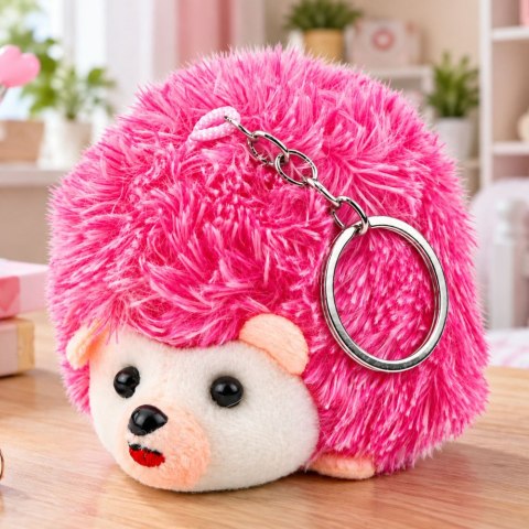 Pluszowy Jeż Maskotka Brelok Kółko Różowy 9cm