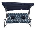 Huśtawka Ogrodowa Siedzisko Textylina 2x1 Wzór Liście Granatowa
