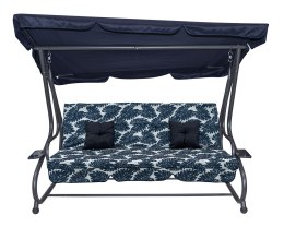 Huśtawka Ogrodowa Siedzisko Textylina 2x1 Wzór Liście Granatowa