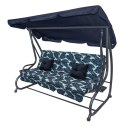Huśtawka Ogrodowa Siedzisko Textylina 2x1 Wzór Liście Granatowa