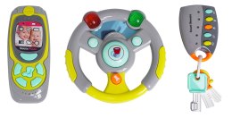 Interaktywny zestaw Kierowcy dla dzieci 3+ Kierownica + Pilot z kluczami + Telefon + Dźwięki Światła
