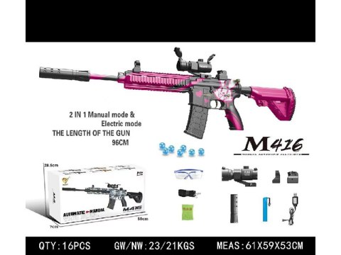 Karabin M416 Różowy na Kulki Wodne + Akcesoria