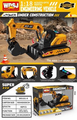 Koparka z Funkcją Dźwięku i Świateł 1:18