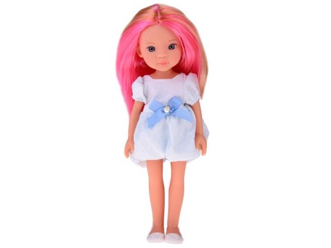 Lovely Girl Urocza Lalka w białej sukience z niebieską kokardką 33cm ZA5850