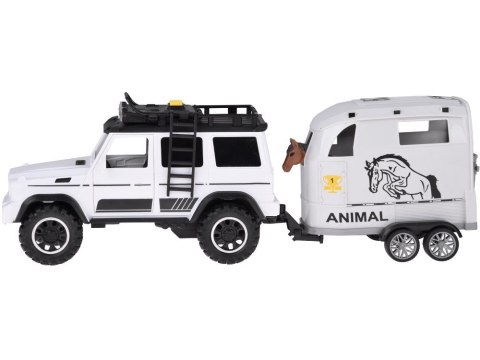 Auto terenowe z otwieraną przyczepą bukmanką + KOŃ Światło i dźwięk ZA5912