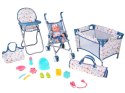 Zestaw Deluxe Lalka Bobas Wózek Łóżeczko Krzesełko akcesoria 16 ele ZA5917