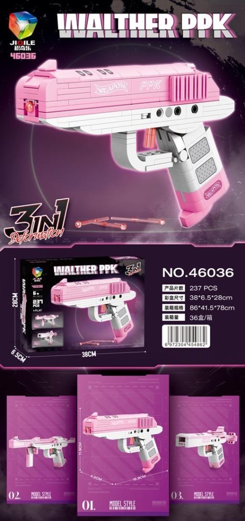 Zestaw Klocków Pistolet Różowy 237el.