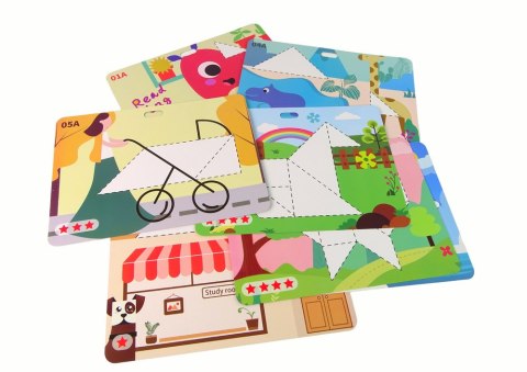 Układanka Tangram 7 Magnetycznych Klocków Puzzle Kolorowe
