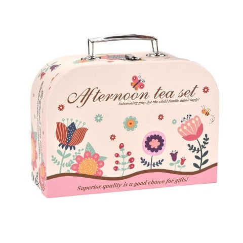 Zestaw Do Herbaty W Walizce Filiżanki Talerzyki Patera Pączki