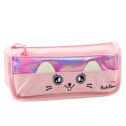 Piórnik Szkolny Z Kotem Dwie Kieszenie Różowy 21,5cm