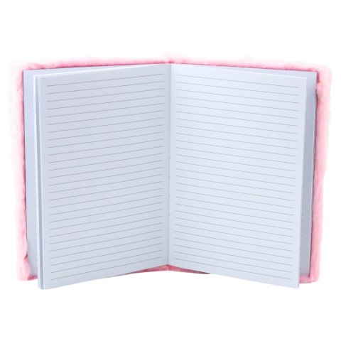 Pluszowy Zeszyt Notatnik W Linie Kryształowe Serca Różowy A5 80 Kartek