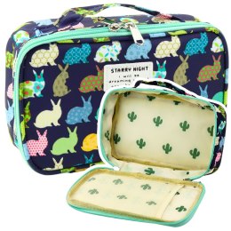 Piórnik Szkolny Organizer Kosmetyczka Dodatkowa Kieszonka Granatowy 22,5cm