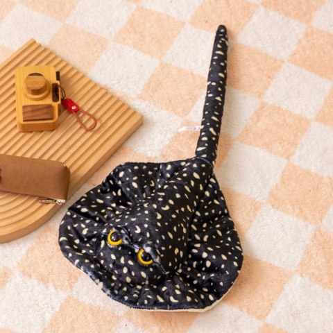 Maskotka Pluszowa Płaszczka Przytulanka Czarna W Kropki 50cm