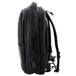 Plecak Miejski Biznesowy USB Pas Piersiowy Czarny 26L 45cm